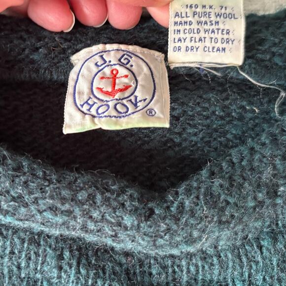 Vtg  J.G. Hook Emerald Green 100% Wool Women's Crewneck Sweater Size Large - Picture 6 of 11